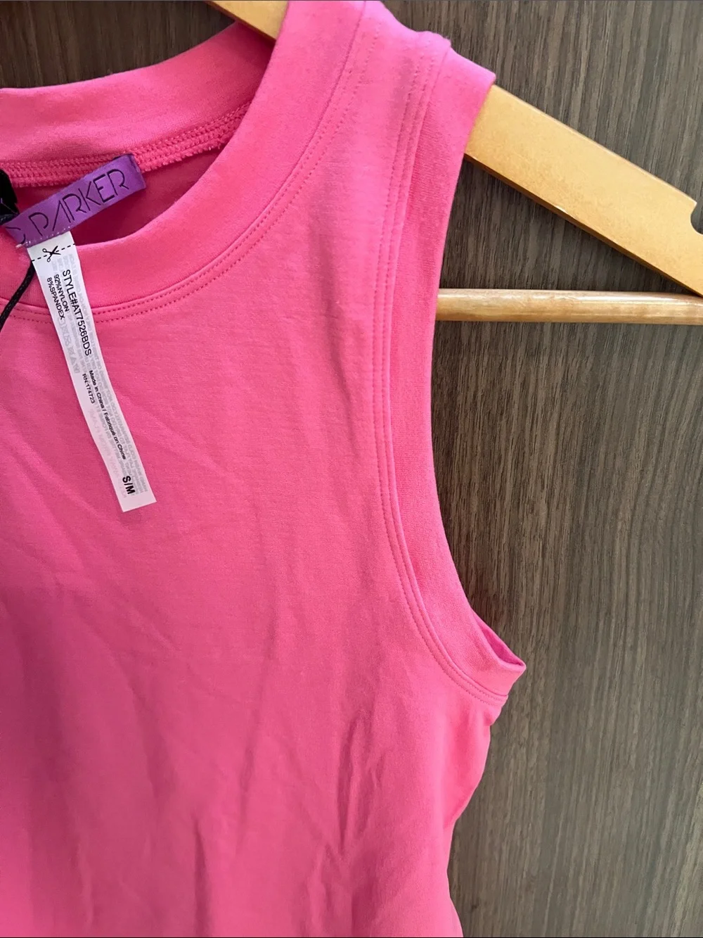 Sleeveless Hot Pink women’s Bodysuit - Classic Crew Neck size S/M